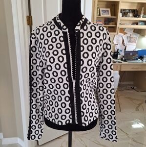Joseph Ribkoff Black and White Circle Pattern Blazer